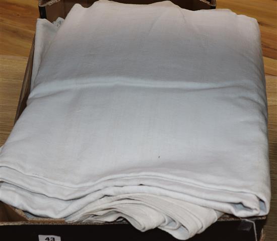 Seven coarse French provincial linen sheets